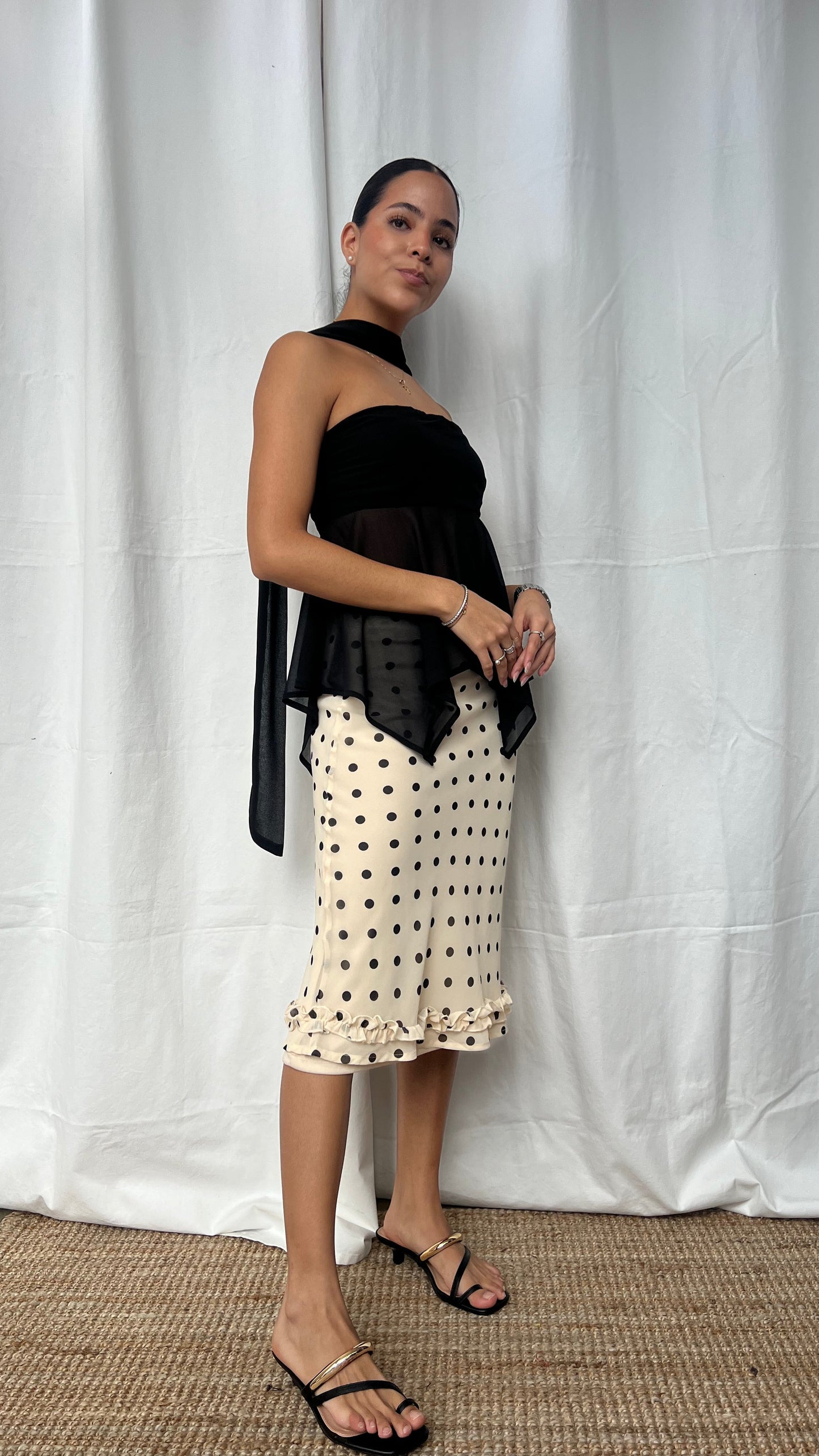 Falda Polka Dott beige