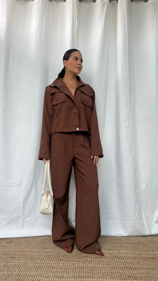 Set de blusa y pantalón brown