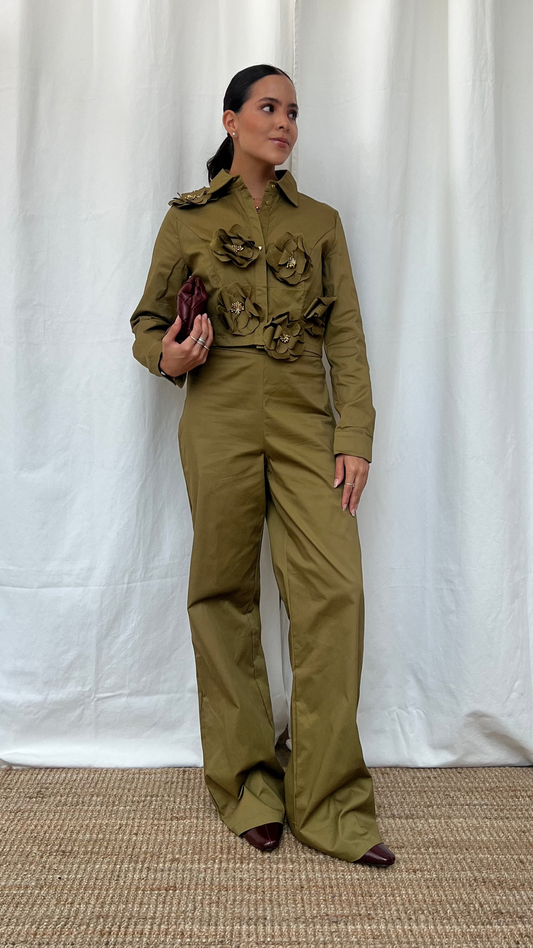Set de blusa y pantalón verde