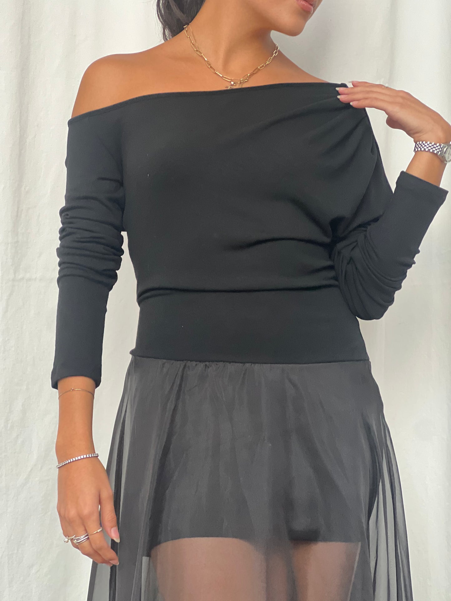 Vestido largo con transparencia