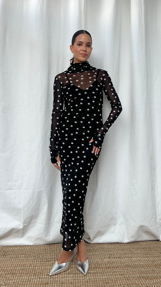 Vestido polka dot black/white