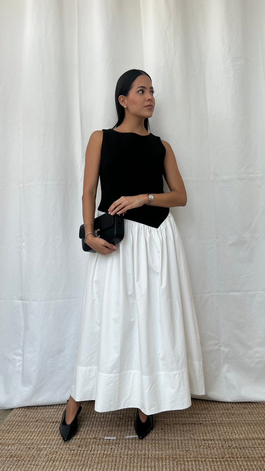 Vestido Negro y Blanco Midi