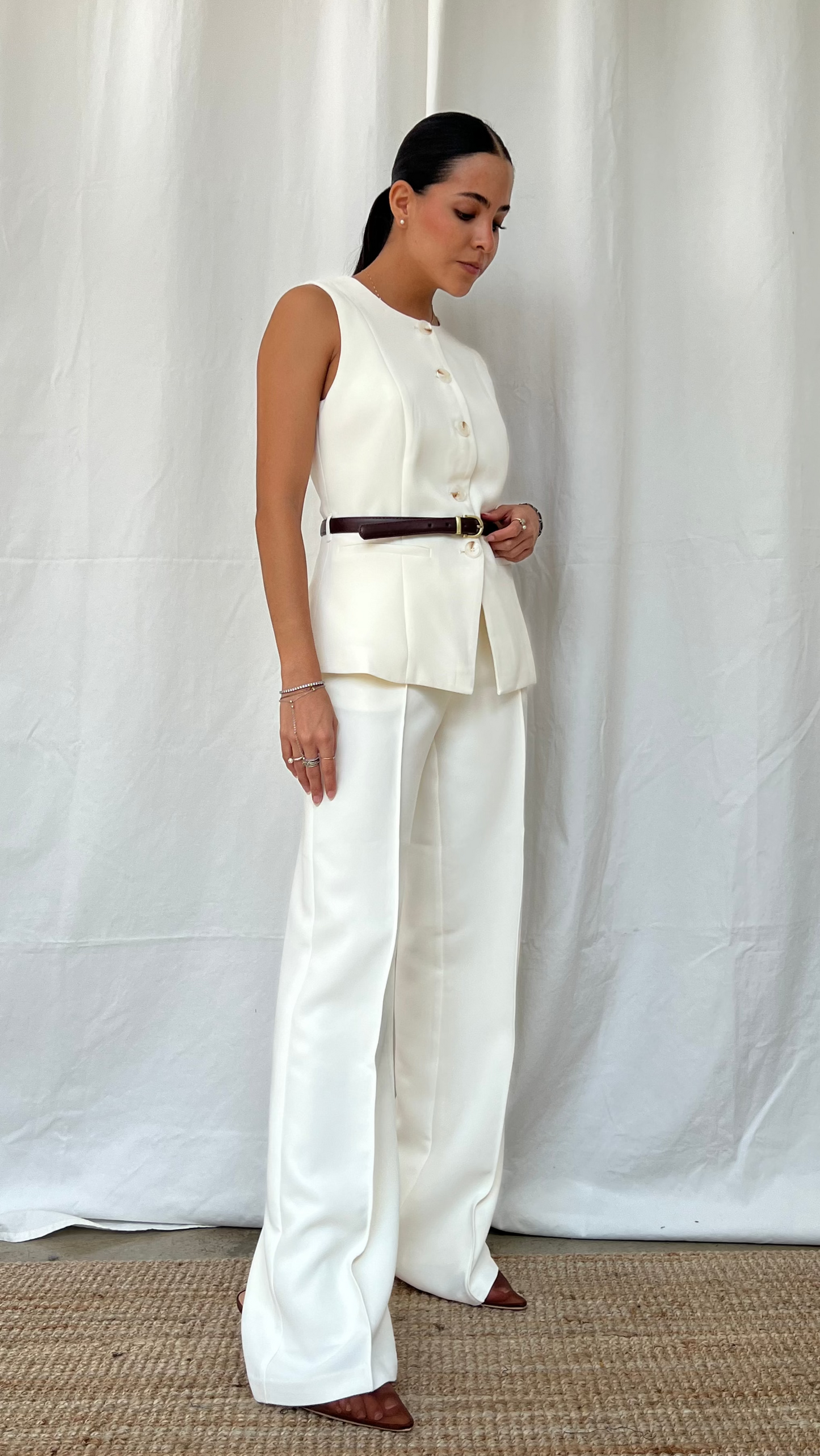 Pantalón recto blanco