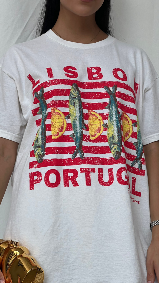 Camiseta overside con estampado lisboa-portugal