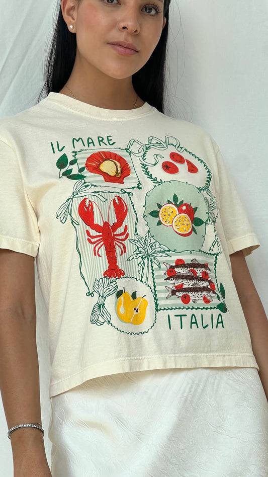 Camiseta ivory con estampado