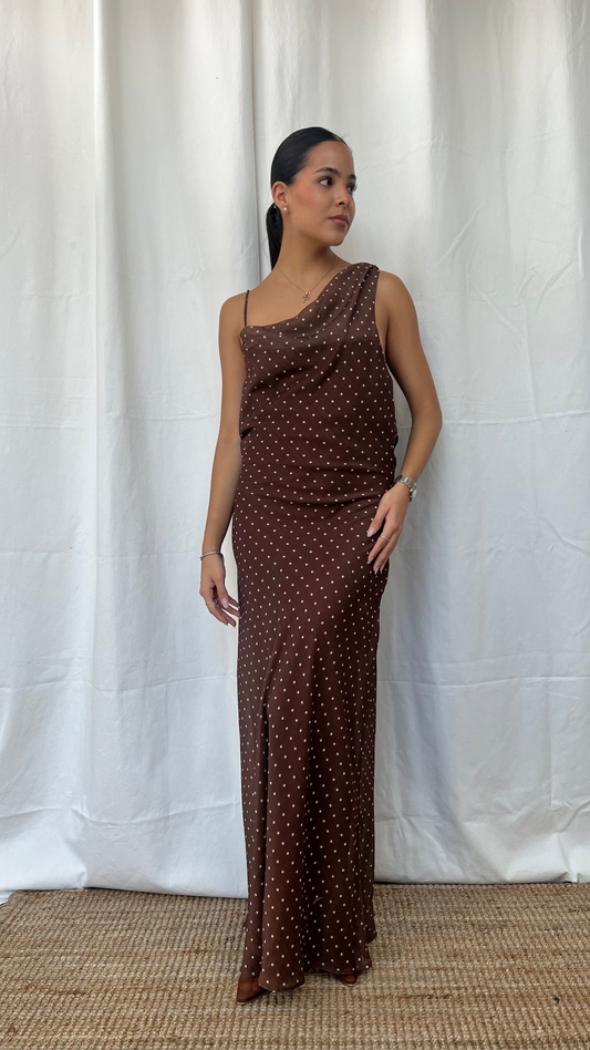 Vestido polka dots café