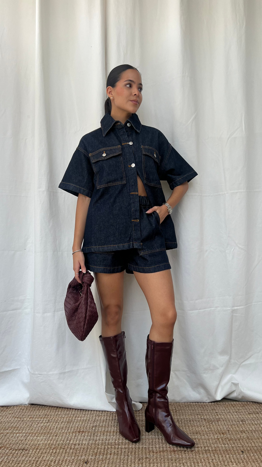 Set denim de blusa y short