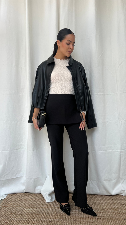 Chamarra vinipiel tipo bomber black