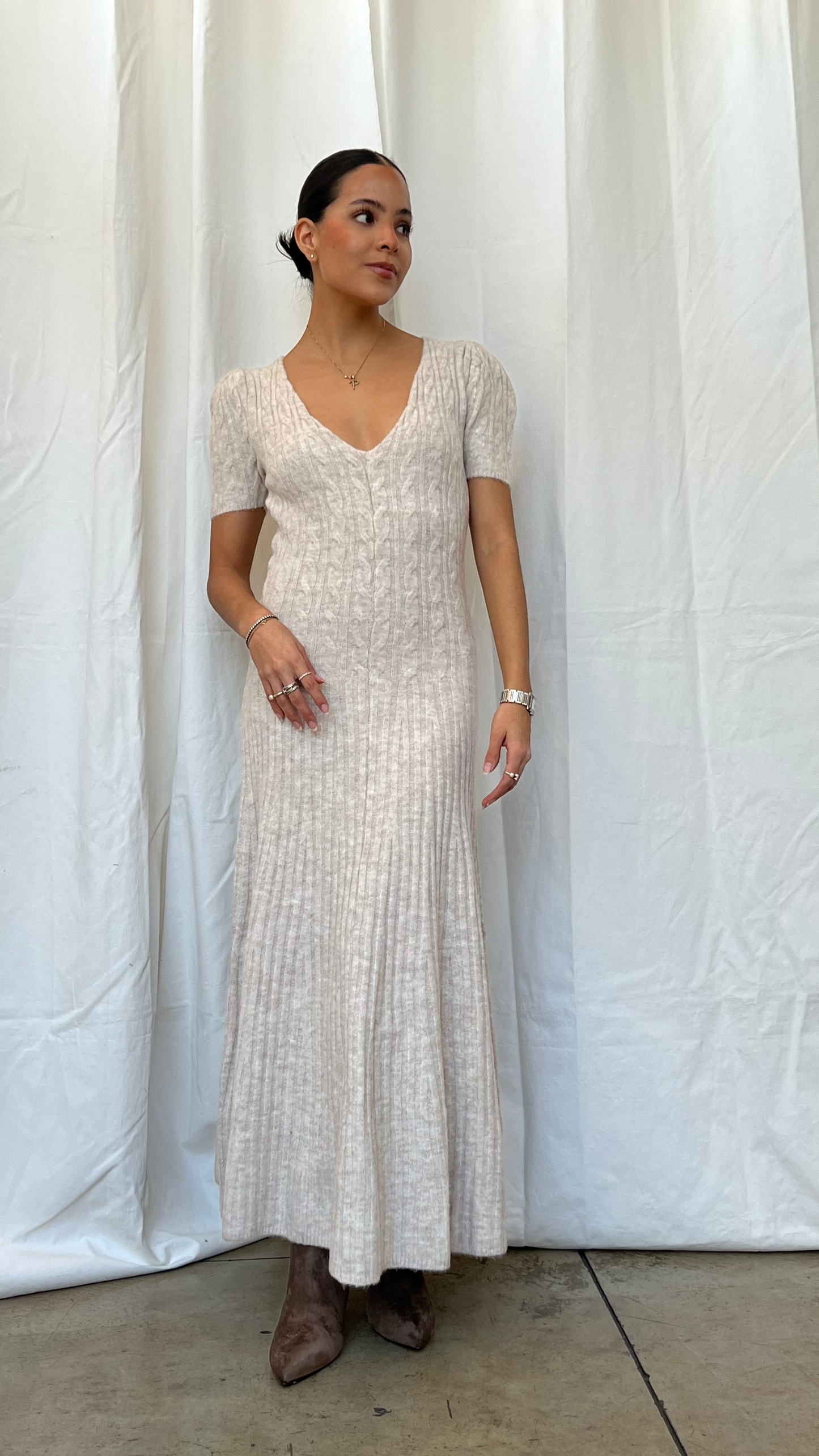 Vestido de punto beige