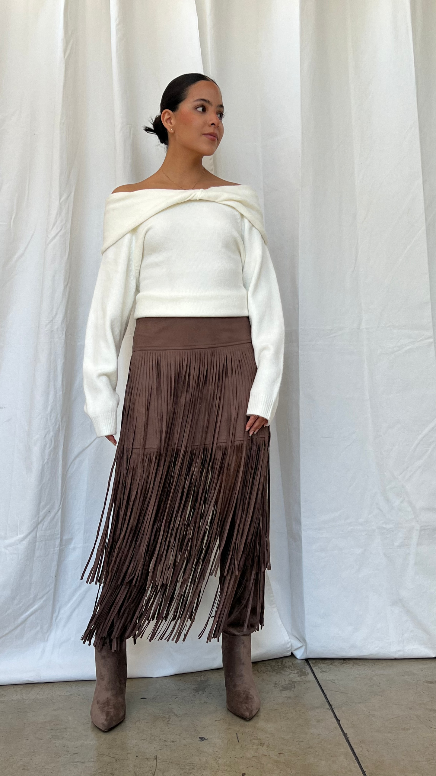 Suéter off shoulder blanco