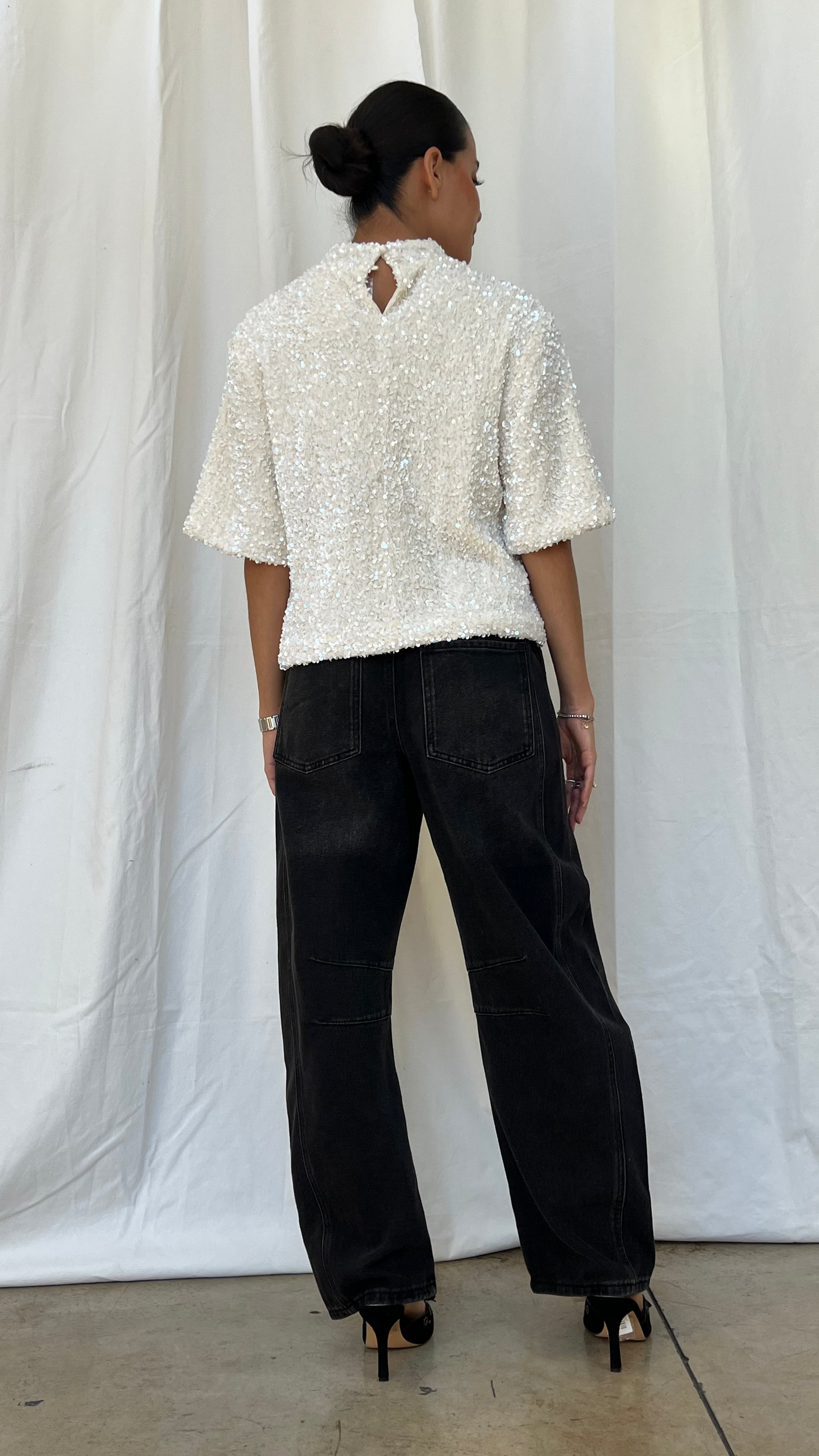 Top de lentejuelas blanco