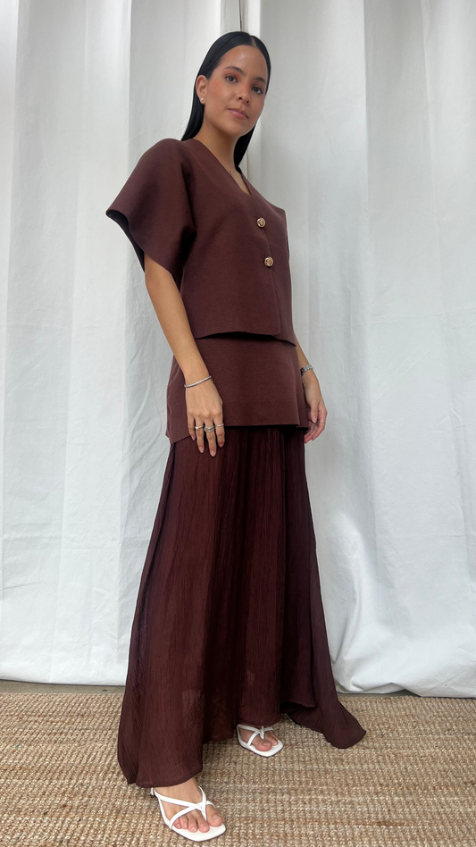 set de blusa y falda en brown