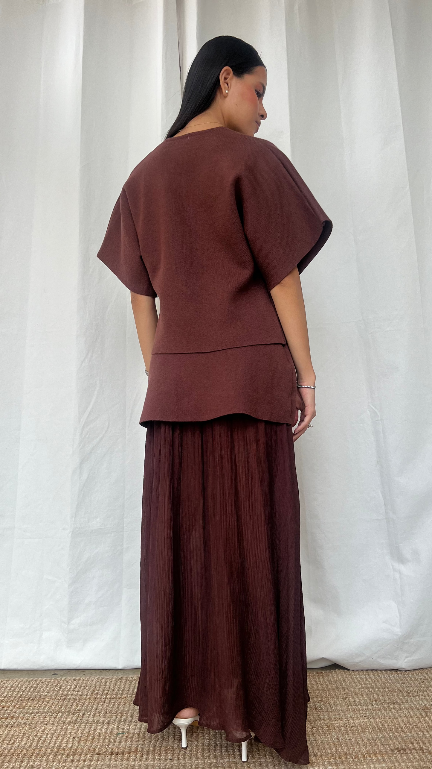 set de blusa y falda en brown