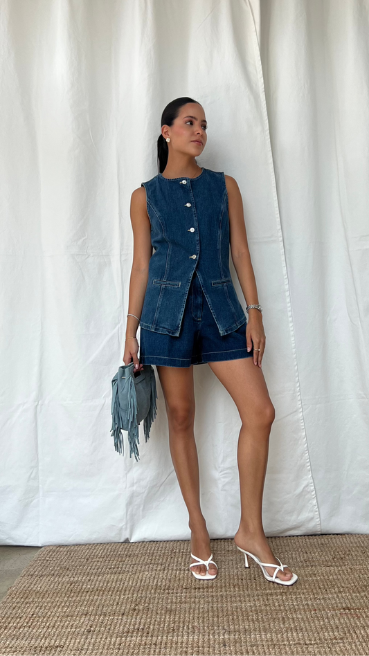 Denim short set