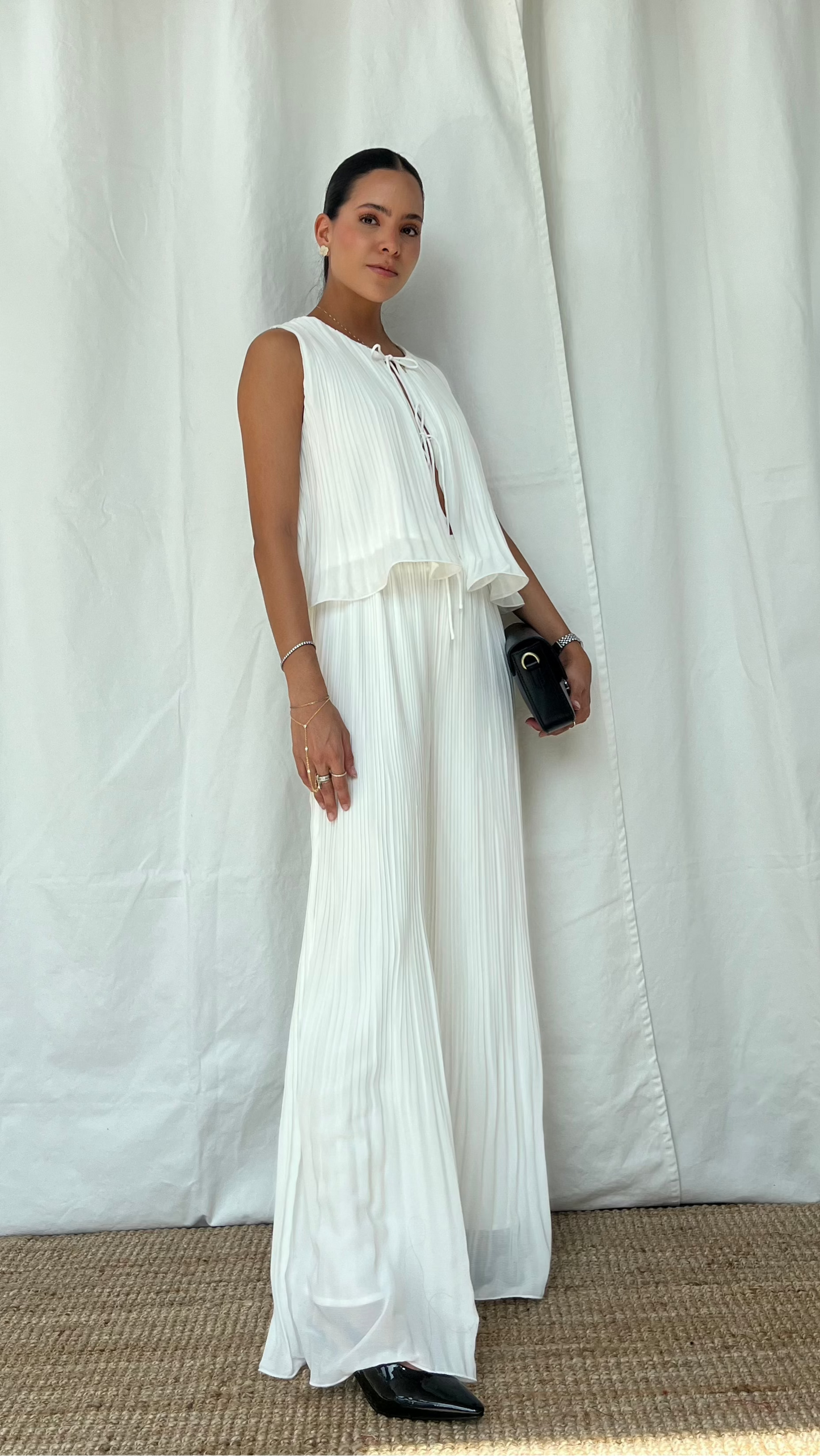 Set plisado en blanco