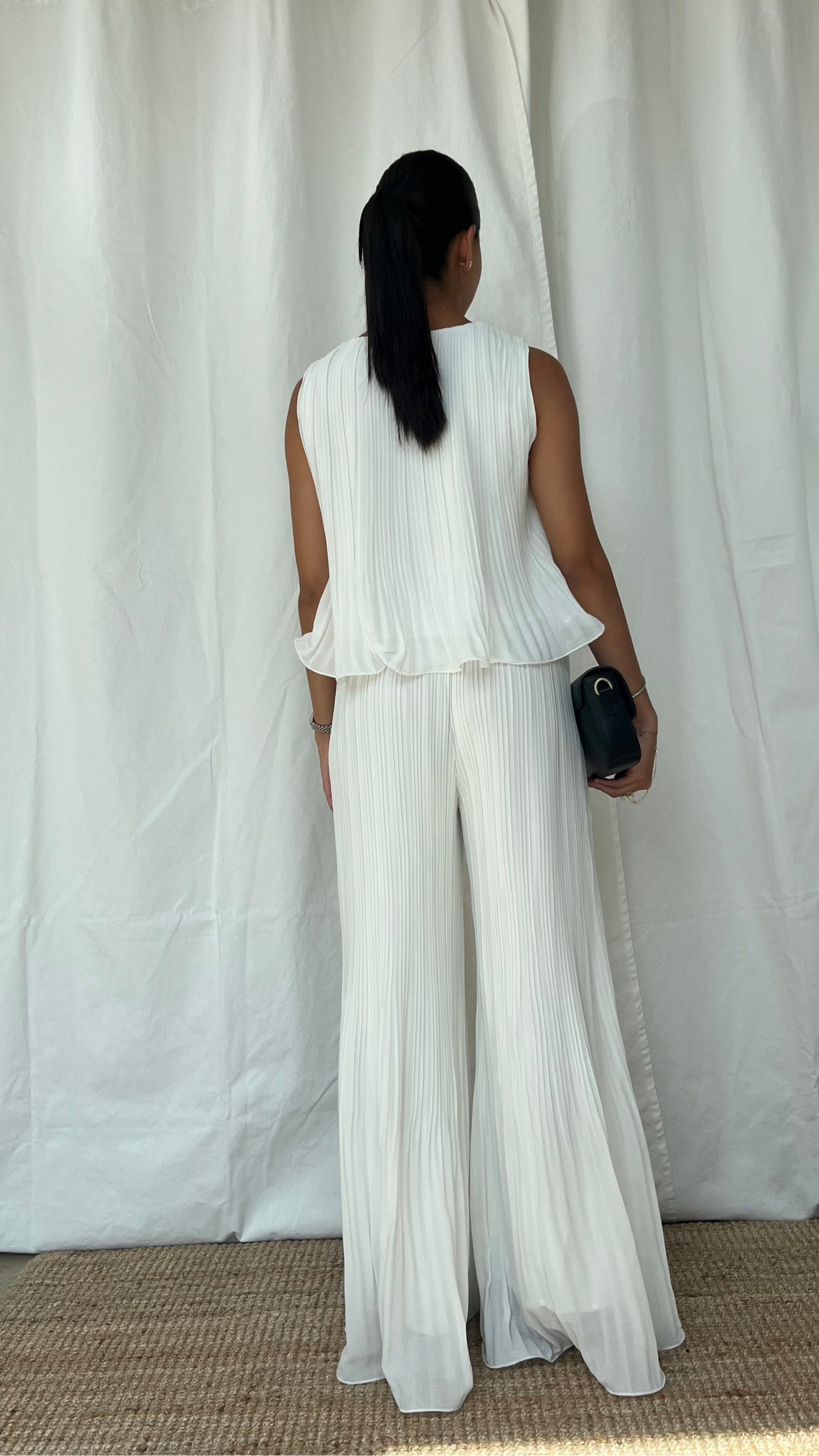 Set plisado en blanco