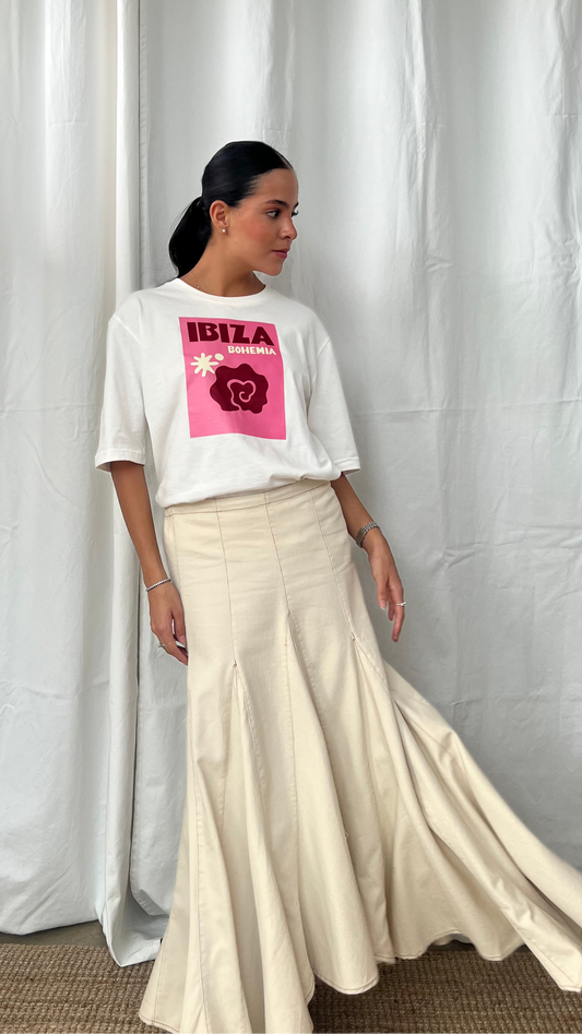 Falda denim natural