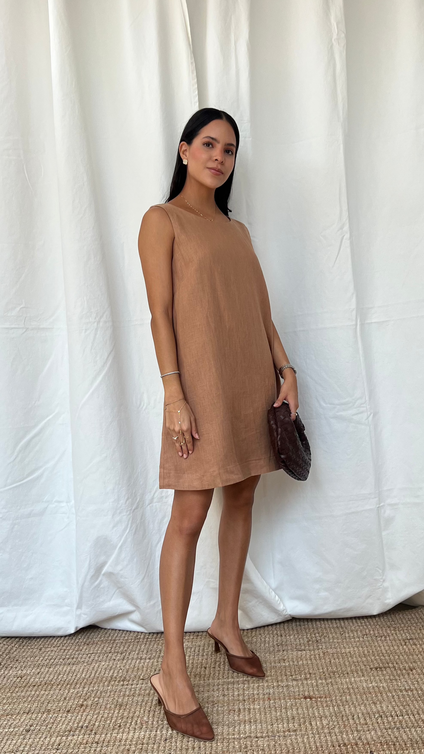 Vestido camel de lino