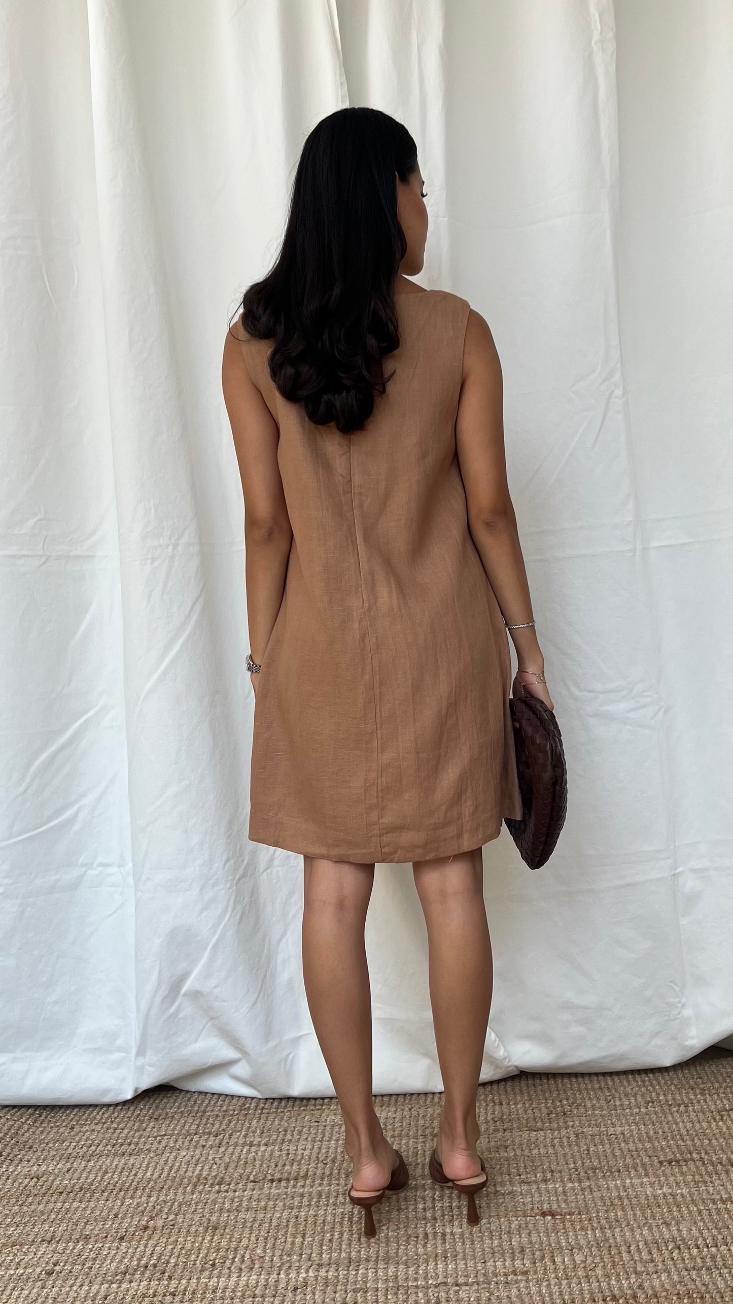 Vestido camel de lino