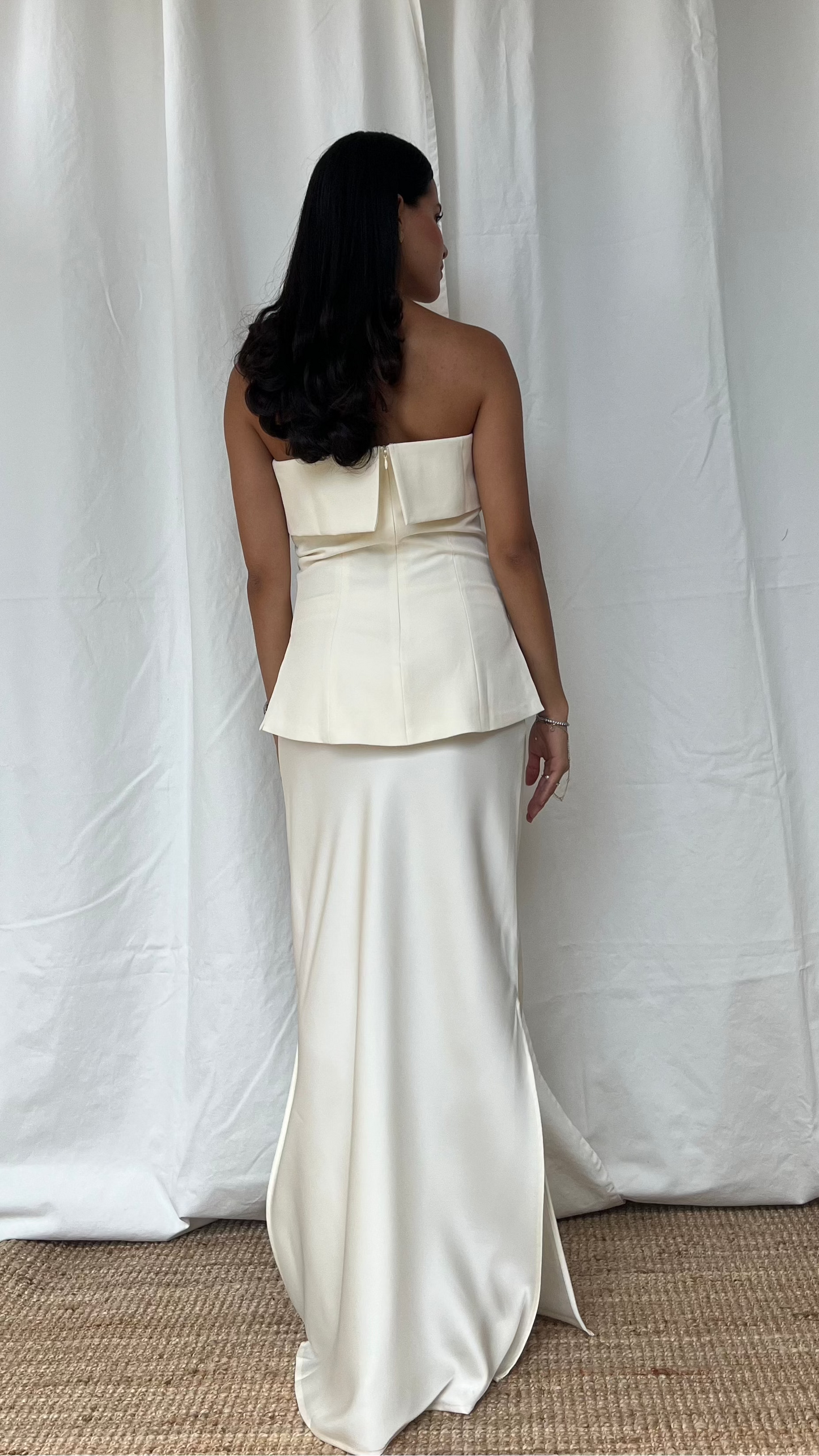 Top strapless en color blanco